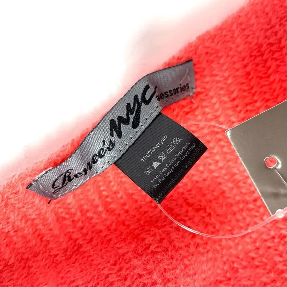 Renee's NYC Women's Soft Knit Rectangle Scarf w/ Fringe in Salmon Pink